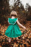Little Girl's Kelly Green Linen Ruffle Dress