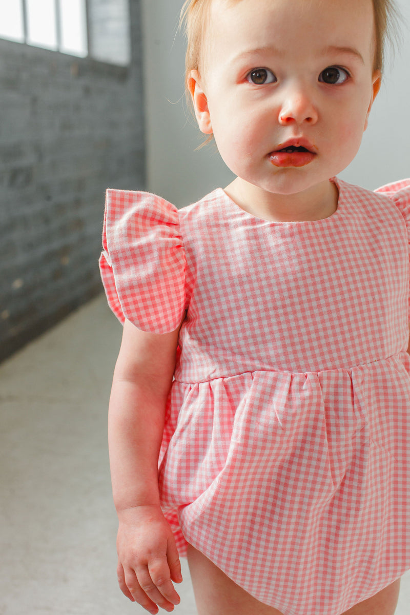 Baby Long Sleeve Checkered Romper