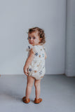 Infant Girl's Ivory Soft Tulle Lace Sequined Stars Bubble Romper