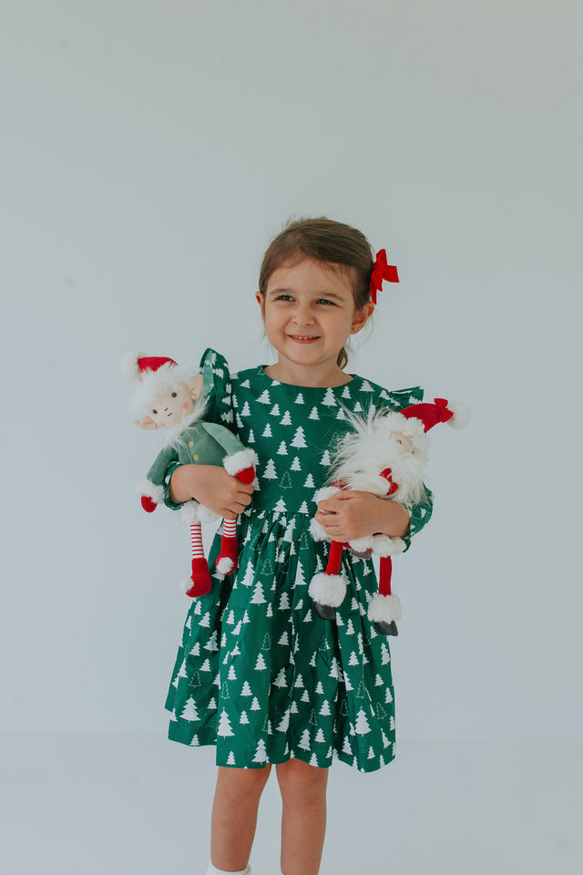little girl's green Christmas dress