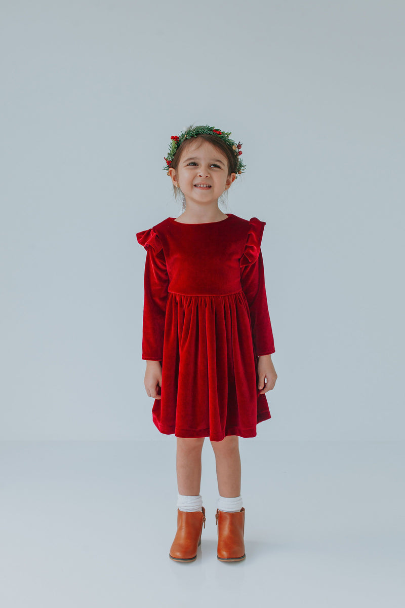 Red velvet shop dress kids