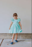 Little Girl's Mint Green Cotton Vintage Inspired Pinafore Dress