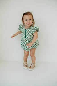 green tartan print outfit for baby