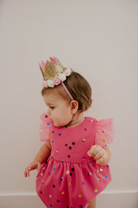 pink tulle romper for baby