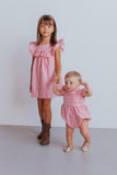 little girls pink striped outfits for siblings