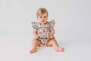 red and pink floral outfit for babies