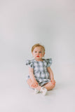 Infant Girl's Gray and White Buffalo Plaid Bubble Romper