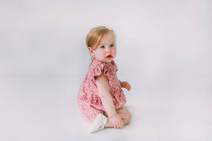 little girls pink and white floral outfit