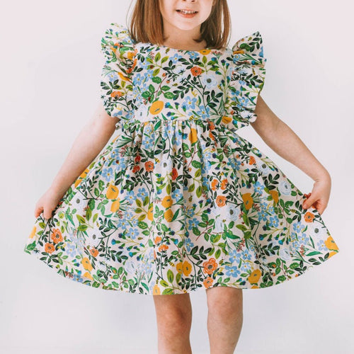 little girls floral pinafore dress