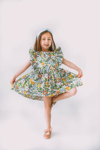little girls floral pinafore twirl dress