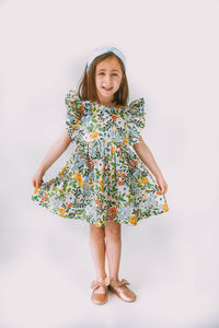 little girls floral pinafore twirl dress
