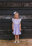 Little Girl's Lavender and Calico Floral Cotton Pinafore Dress