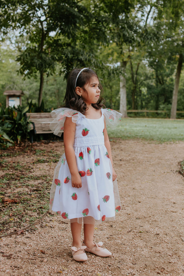 little girls strawberry midi dress