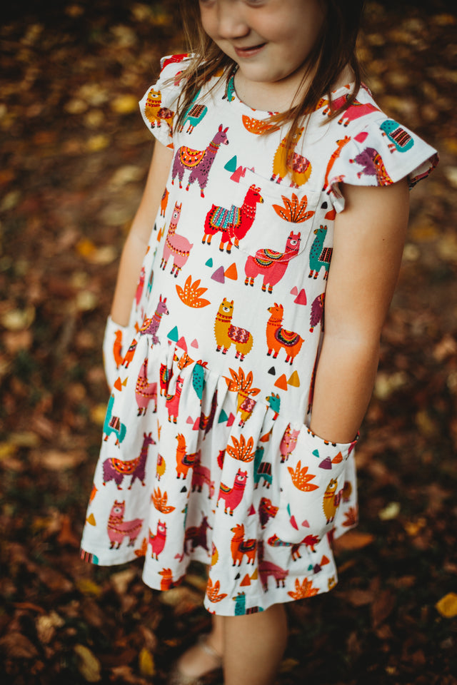 little girls alpaca print dress