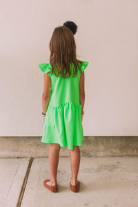 little girls hot green twirl dress