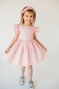 Little Girl's Pink Hearts Valentines Day Scoop Back Tulle Twirl Dress