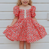 little girls strawberry print dress