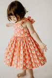 Girl's Woodland Fox Print Cotton Flutter Sleeve Dress