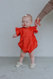 infant girls valentine's day red and gold bubble romper