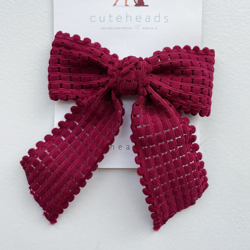 Long Crochet Bow with with Alligator Clips