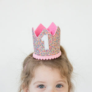 Rainbow Crown for Half Birthday Party- Glitter Birthday Crown, Birthday Hats for Kids, Baby's Birthday Photo Props, Crown Birthday Decoration, Little Girls Hair Accessories Party