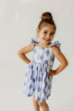 Girl’s Blue and White Dreidel Print Hanukkah Dress