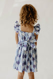 Girl’s Blue and White Dreidel Print Hanukkah Dress