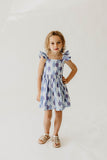 Girl’s Blue and White Dreidel Print Hanukkah Dress
