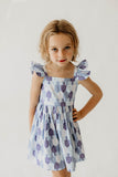Girl’s Blue and White Dreidel Print Hanukkah Dress