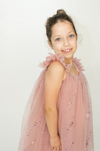 sparkly pink tulle flower girl dress