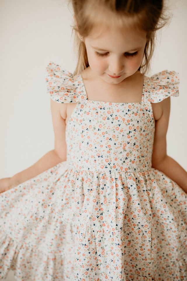 girls cotton ditsy floral peasant dress