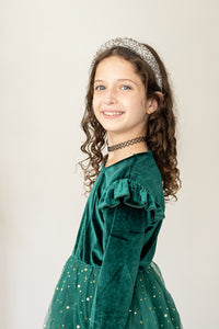 Girl's Green Velvet and Tulle Christmas Holiday Dress