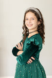 Girl's Green Velvet and Tulle Christmas Holiday Dress