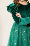 Girl's Green Velvet and Tulle Christmas Holiday Dress