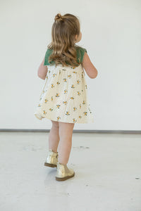 beige and yellow floral cotton sun dress
