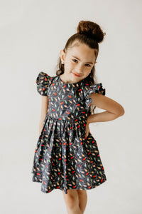girls navy christmas light dress