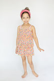 Girl's Three-Tiered Rainbow Confetti Tulle Dress with Pink Lining