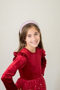girls red velvet christmas dress