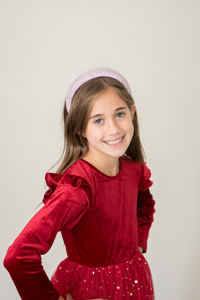 girls red velvet christmas dress