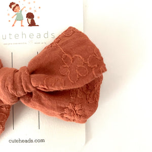 Floral Double Gauze Boho Bow with Alligator Clips
