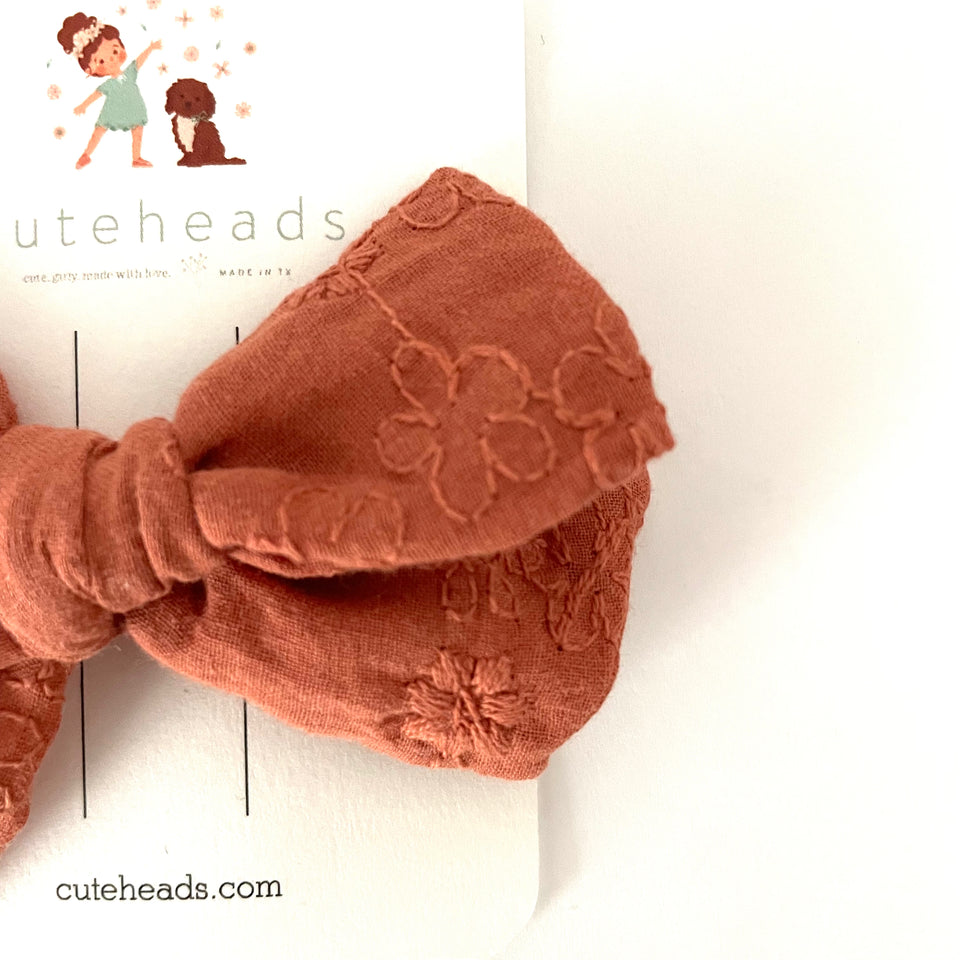 Floral Double Gauze Boho Bow with Alligator Clips