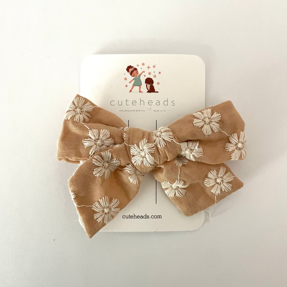 Floral Double Gauze Boho Bow with Alligator Clips