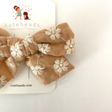 Floral Double Gauze Boho Bow with Alligator Clips