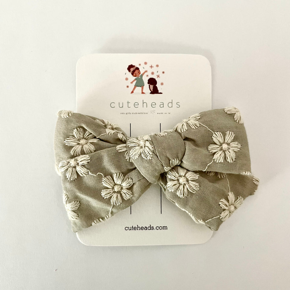 Floral Double Gauze Boho Bow with Alligator Clips