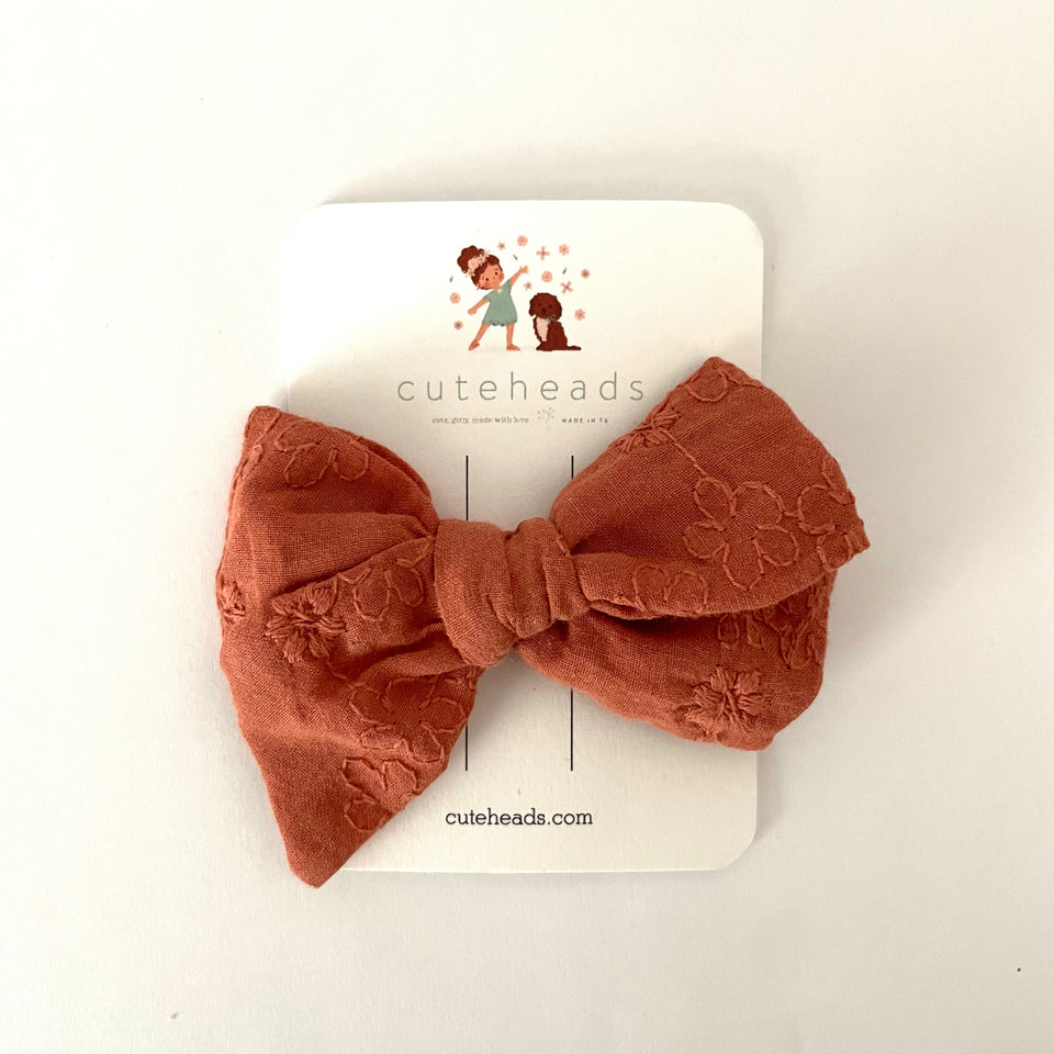 Floral Double Gauze Boho Bow with Alligator Clips