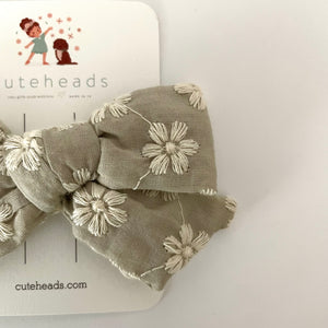 Floral Double Gauze Boho Bow with Alligator Clips