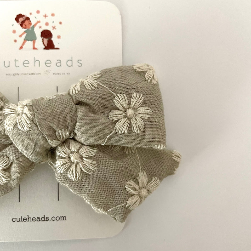Floral Double Gauze Boho Bow with Alligator Clips