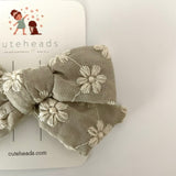 Floral Double Gauze Boho Bow with Alligator Clips