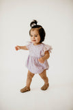 Infant Girl's Purple and Gold Polka Dot Tulle Bubble Romper