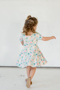 Girl's Pale Blue Cotton Jersey Easter Bunny Print Skater Dress